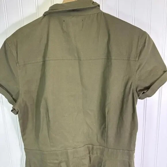 ATWYLD Pit Crew Jumpsuit Olive Green Coverall Style Women's Size L Short Sleeve - Picture 6 of 7
